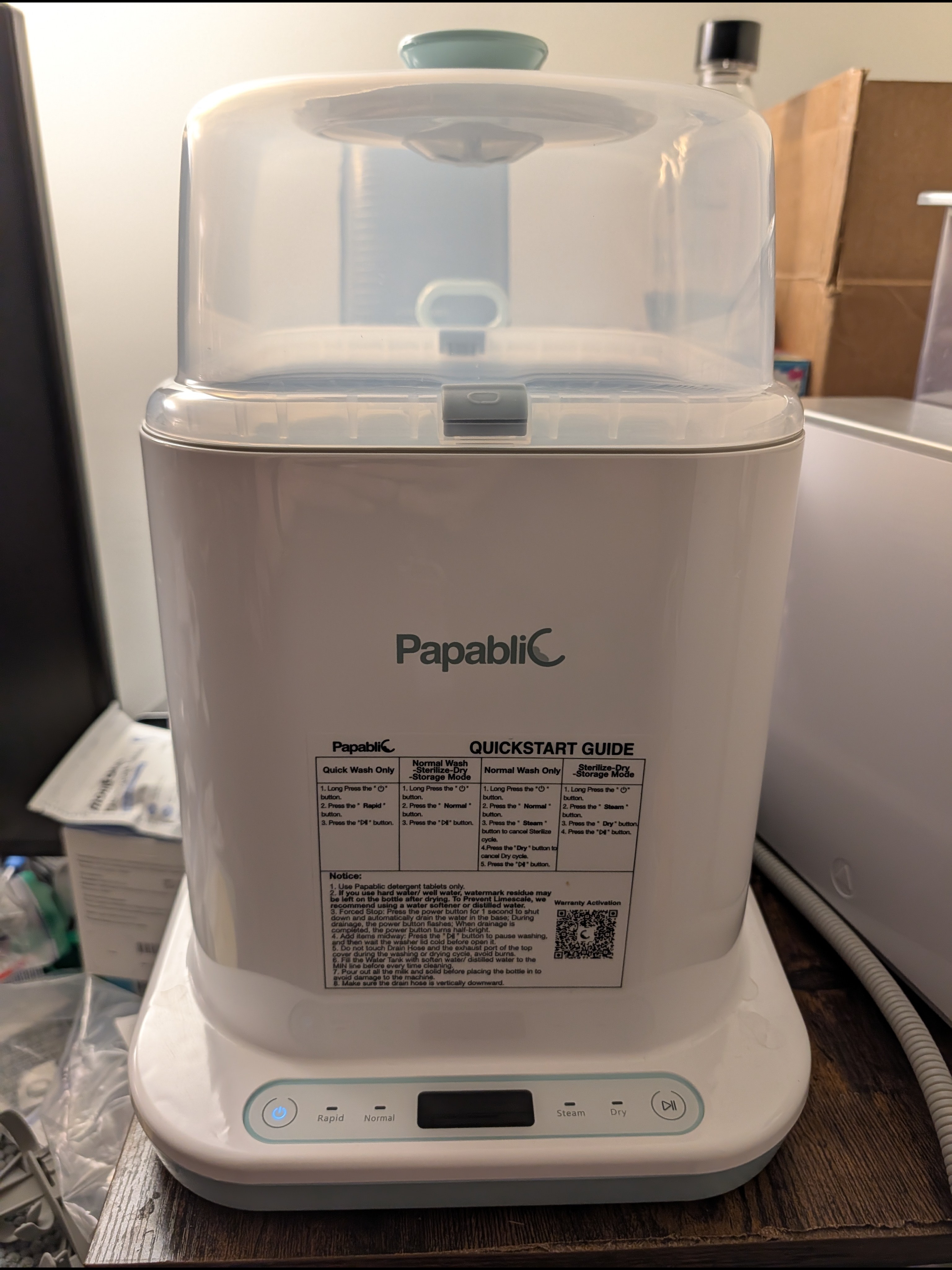 Papablic Electric Baby Bottle Washer,Sterilizer & Dryer- White With Mint Accents